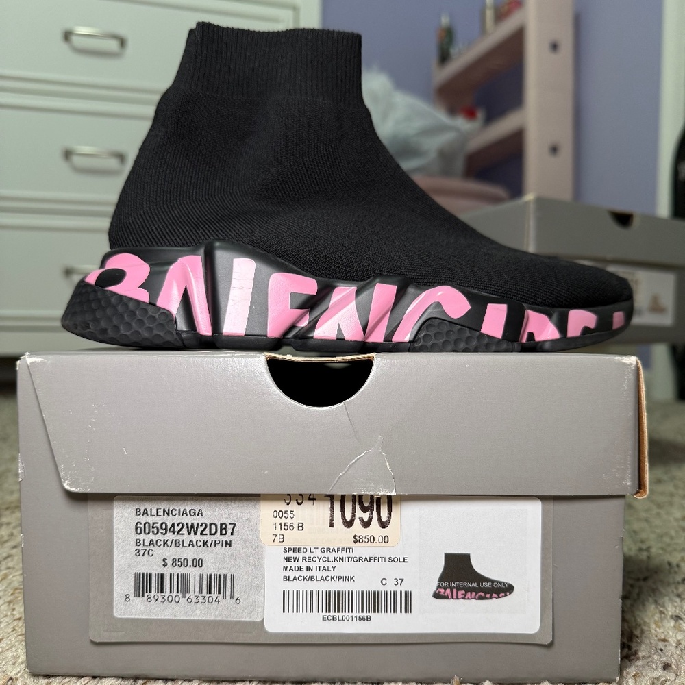 Balenciaga Speed Graffiti Black/Pink (Women's) Size 37C